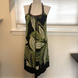 Apt. 9 Halter Dress with Wooden Neckline Detail black & green size small